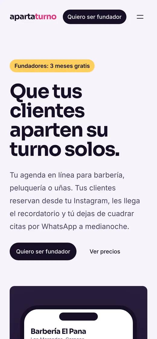 Apartaturno en el teléfono, agenda en línea hecha por Summertech Studio