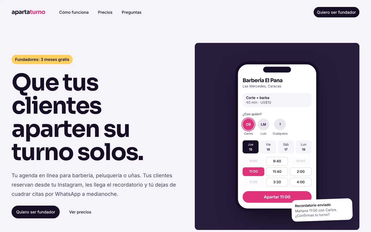 Apartaturno: SaaS de reservas